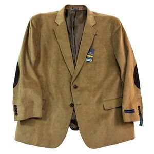 NEW Stafford 54R brown corduroy blazer jacket sport suit coat elbow patches